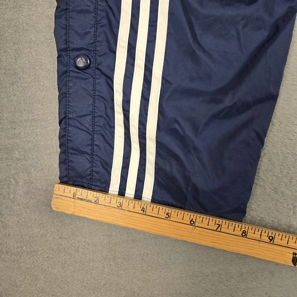 Adidas Tear Away Track Pants Mens Medium Navy Blue Snap Button Lined‎ Logo